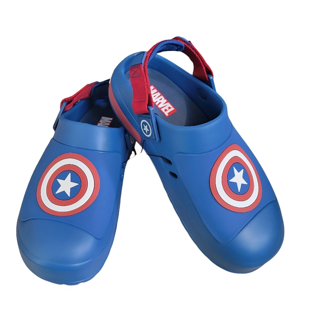 NEW Captain America Mens Size 10 Clogs Slip On Shoes Blue